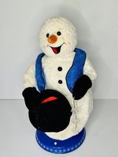 Vintage 2003 Gemmy Animated Spinning Snowflake Snowman Blue Vest Snow Miser Read picture
