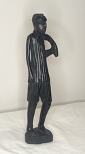 WONDERFUL VINTAGE HAND-CARVED WEST AFRICAN WOODEN FIGURE. 15' TALL picture