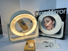 VTG 70s Pivoting Makeup Mirror By CLAIROL Lighted Round Vanity W/ Box Works picture