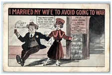 c1910's Couple Going To Ball Game Hand Drawn Art Sketch WWI Egypt Postcard picture