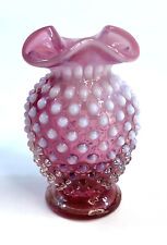 Vintage Fenton (?) Cranberry Opalescent Hobnail Mini Vase 4