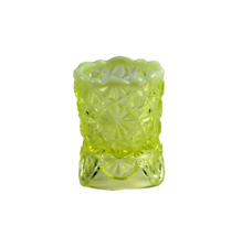 FENTON LG Wright Daisy & Button Footed Yellow Opalescent Glass Toothpick Holder picture