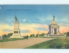 Linen MINNESOTA STATE CIVIL WAR MEMORIAL Gettysburg Pennsylvania PA F2662 picture