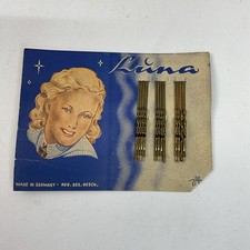 1930's Display Card of Luna Bobby Pins Pretty Lady on Blue/White Card - Germany picture