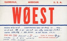 Vintage Amateur Radio QSL Postcard, 1952, W0EST, Glendale, MO, Scott#806 picture