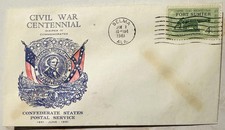 Vintage 1961 Civil War Centennial Jefferson Davis Cachet Envelope Selma AL picture
