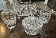 Vintage Lausitzer 4-Pc SET of Lead Crystal Starburst Bowls, Dishes picture