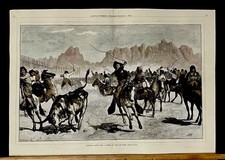 W.J. PALMER 1875 DRIVING CATTLE INTO A CORRAL HARPER’S WEEKLY HAND COLORED picture