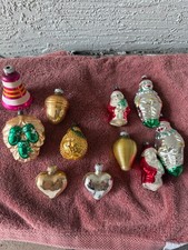 Vintage Shiny Brite Poland Germany Glass Figural Santa Christmas Ornaments Lot picture