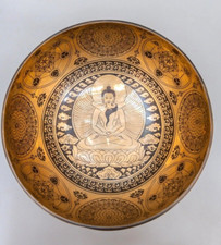 11 Inches Handmade Flower Of Life with Samantabhadra Etched Singing Bowl - Sound picture