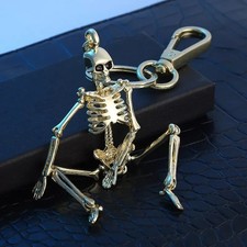 2pcs Halloween Zinc Articulated Skeleton Keychain Keyring Bag Charm Accessory picture