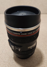 CANIAM (Canon) Camera Lens Travel Coffee Mug Cup with slide lock lid. 12oz. picture