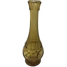 Wheaton Bullseye Amber Glass Bottle Motif Vase Panel and Dots Vintage picture