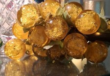 Vtg MCM Gold Flake Lucite Grape Cluster UV Reactive Glow Apple Juice 10