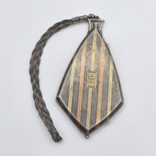 Antique James E JE Blake Sterling Silver & 14K Gold Striped Art Deco Compact picture