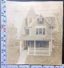 Beautiful Victorian Home House Architecture Antique BW Photo Snapshot View picture