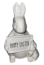Adorable Rae Dunn Easter Mommy And Baby Bunny “Happy Easter” Figurine  picture