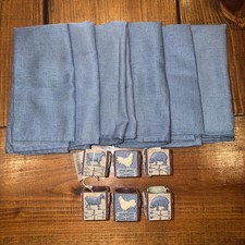 Set 6 Barnyard Animals Resin Napkins & Rings. Rustic Blue Farmhouse Grandmacore picture