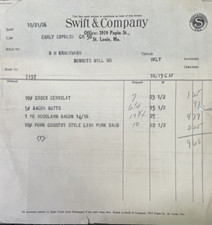 1926 Swift & Company Bill head Antique St Louis MO Bacon Pork Early Express Car picture