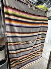Vintage Huge Mexican Saltillo Handwoven Blanket Serape 87”x 60” Mexico picture