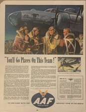 1944 US Air Force PRINT AD Flying Fortress WWII Winsome Winn Anklam VTG 1940s picture