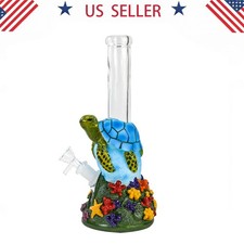 Turtle Hookah 10'' Glass Bongs Water Pipes Tobacco Smoking Beaker bong 14mm bowl picture