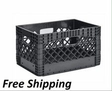 Juggernaut Storage 24QT Plastic Heavy-Duty Milk Crate, Black picture
