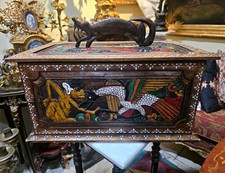 Unique Large Vintage Balinese Hand-Carved Dragon Wooden Chest – Folk Art Box picture