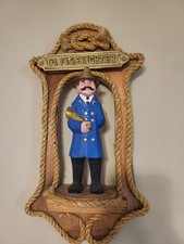 Vintage Hand Carved Wood Fireman Plaque Brass/Metal Helmet Mixed Media Folk Art picture