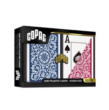 COPAG 1546 100% PLASTIC PLAYING CARDS - POKER SIZE JUMBO INDEX BLUE/RED picture
