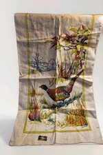 NWT Vintage KAY DEE Outdoor Scene  Pheasant Linen Kitchen Tea Hand Towel 30 x 16 picture