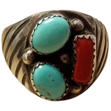  Larry Moses Yazzie Navajo Sterling Silver Darling Darlene Turquoise Ringsz11 picture
