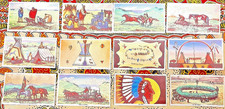 ANTIQUE ART 12 Engle Native American Indian Art Postcards 1949 RARE lot CUSTER picture