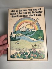 Vntg 1970s Abbey Press Crystal Collins Wall Plaque Aim Sun Fly Higher Rainbow picture