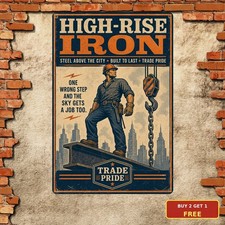 Ironworker Construction Metal Sign Heavy Industry Garage Wall Decor picture
