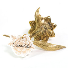 NWT Anthropologie Gilded Floral Feather Trinket Dish picture
