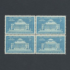 Columbia University 200th Anniversary Vintage Mint Set of 4 Stamps 70 Years Old picture