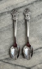 2- Vintage Bucherer Zermatt Switzerland Souvenir Spoon Rolex Crest Silverplate picture