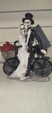 RACHEL ZOE Glitter Gothic Resin Skeleton Bride & Groom Bicycle 