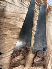 H DISSTON & SONS hand saw vintage Dated 1887 SetOf 2 Philada Carved Wheat Handle picture