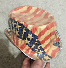 Vntg c1930s Paper American Flag Hat, July Fourth Patriotic RWB Parade Hat picture