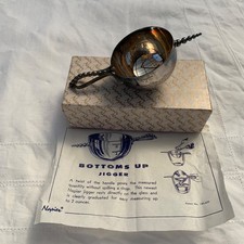 Vintage Napier Bottoms Up Jigger Silver Plate Rollover 2oz Cocktail Measure Deco picture