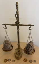 Rare Antique Harry Potter SCREEN ACCURATE GRINGOTTS BRASS SCALES PROMO COINS LOT picture