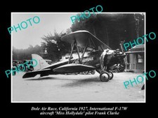 OLD 8x6 HISTORIC AVIATION PHOTO DOLE AIR RACE WINNER 1927 MISS HOLLYDALE PLANE picture