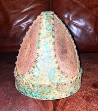 Medieval Bronze Helmet Excellent Patina Victorian Era Reproduction. picture