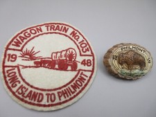 RARE Vtg 1948 BSA Philmont Felt Patch Long Island + Neckerchief Slide Buffalo picture