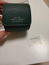 Smythson Green Leather Watch Case Portable Travel Vintage Condition picture