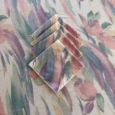 Vintage 80s Croscill Sedona Watercolor Floral Round Tablecloth Napkins 5 PCS 68