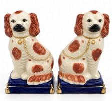 Vintage Fitz & Floyd Staffordshire Style Spaniel Dogs Bookends FF Japan Pair picture