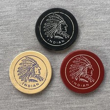 1906 Design Vintage Antique Clay Poker Chips Engraved w/Indian Chief in 3 Colors picture